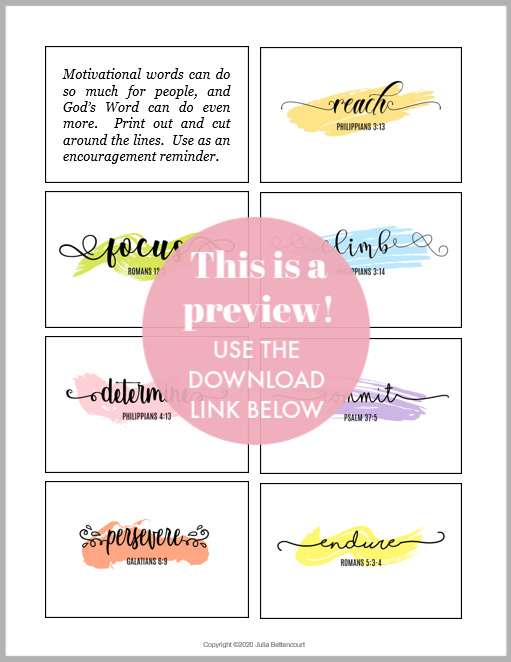 Motivational Word Card Printable